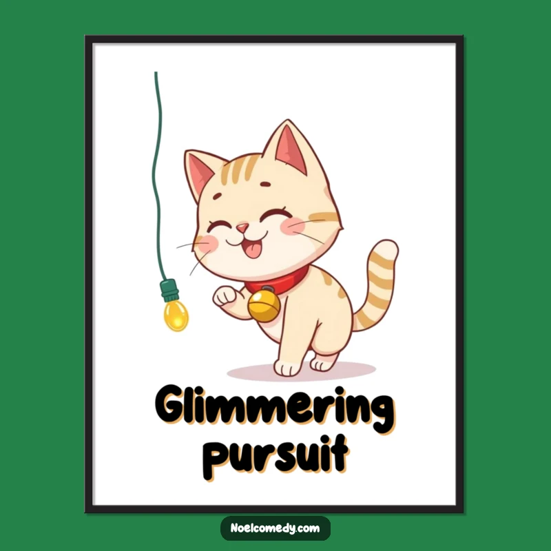 Funny Cat Christmas Digital Art: Smiling Chase Holiday Print