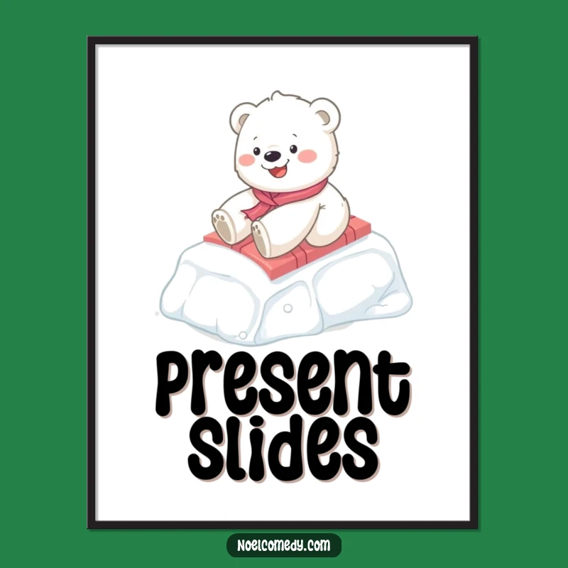 Funny Polar Bear Cub Digital Art: Winter Joy, Printable Funny Gift
