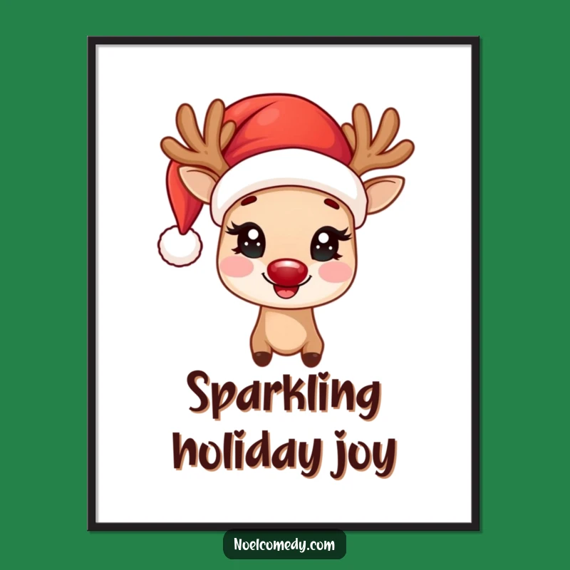 Funny Joyful Reindeer Digital Print: Instant Holiday Cheer, Framable Funny Gift