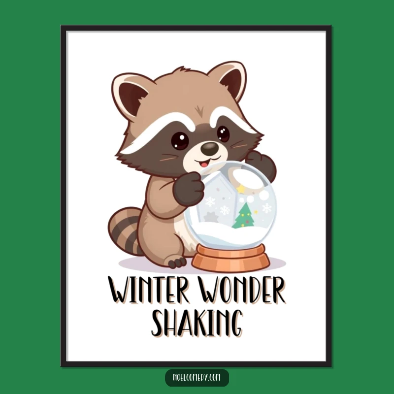 Funny Raccoon Snow Globe Digital Art - Instant Winter Charm