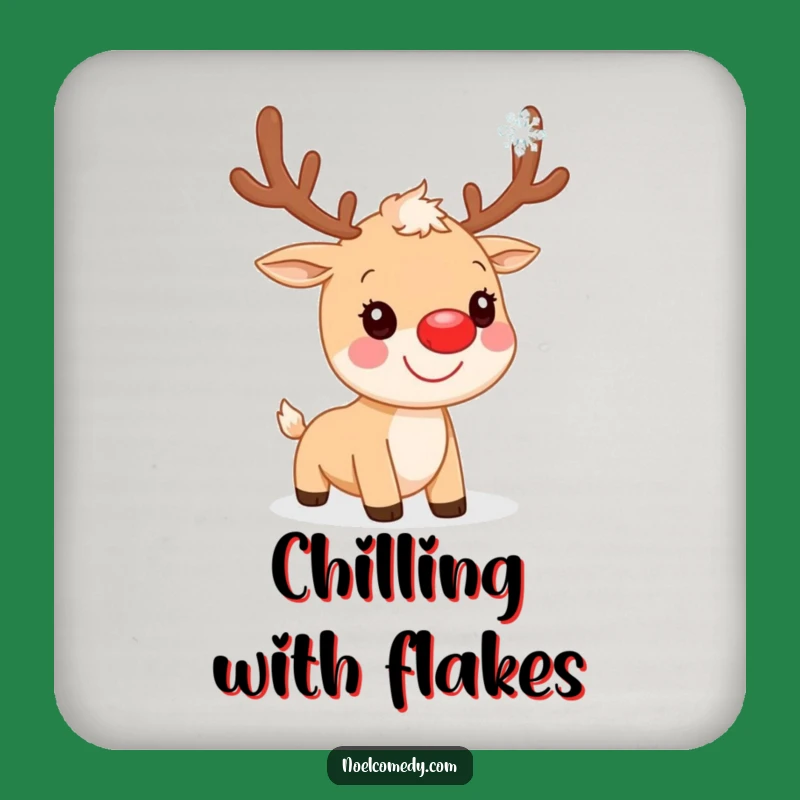 Funny Reindeer Coaster Set: Red Nose Catch, Humorous Holiday Drink Accessory