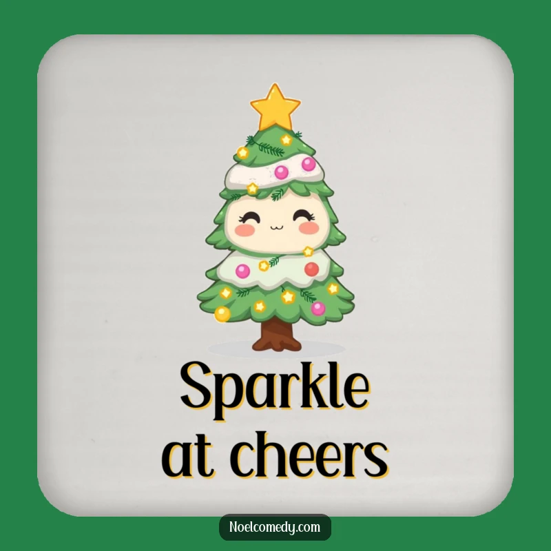 Funny Holiday Tree Coasters: Twinkling Lights & Stars Drink Coasters, Set of Funny Gifts