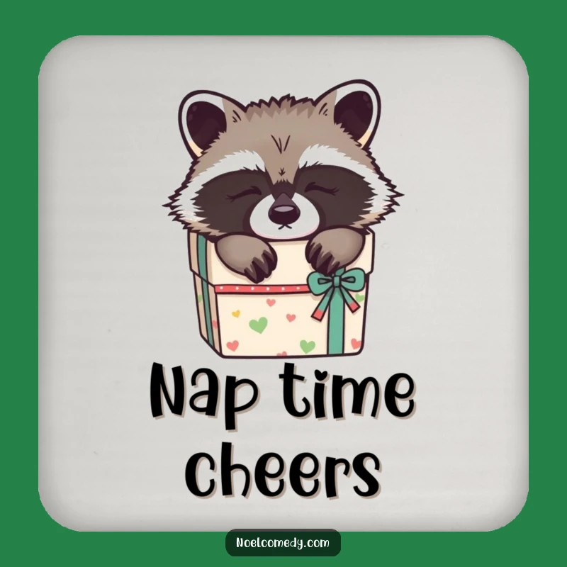 Funny Sleepy Raccoon Coasters: Protect Surfaces with Cuteness
