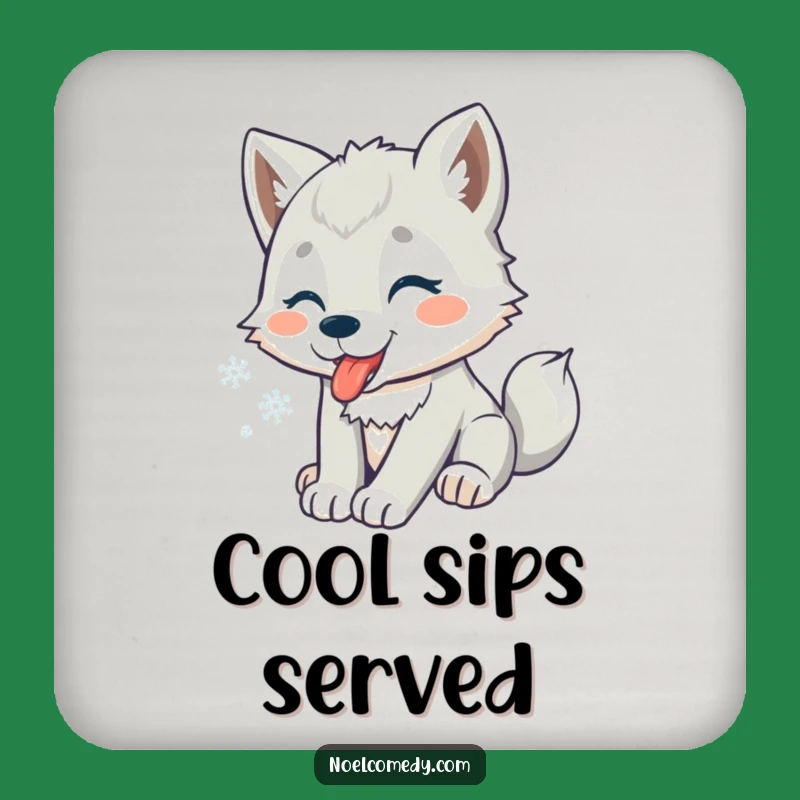 Funny Wolf Pup Snowflakes Coaster Set: Pup's Festive Protection for a Charming Gift