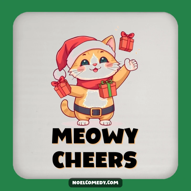 Funny Santa Cat Coasters: Festive Table Protection, a Cute Funny Gift