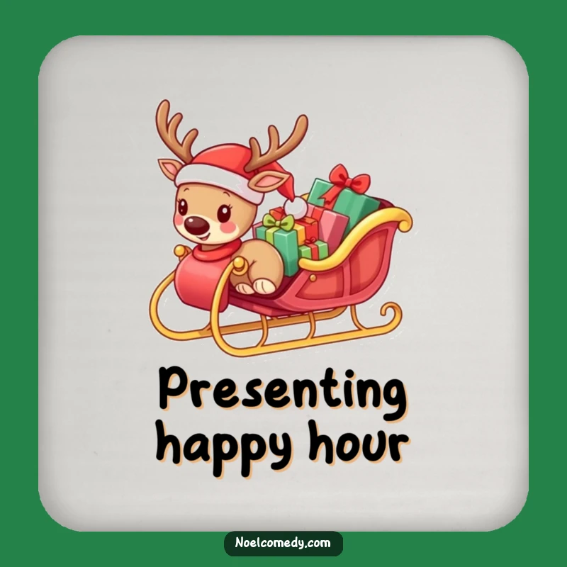 Funny Small Reindeer Coaster - Protect Surfaces with Festive Holiday Humor