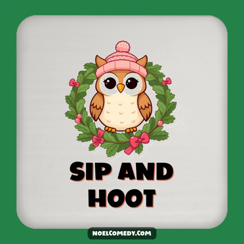 Funny Owl Wreath Coaster - Protect Surfaces with Humor