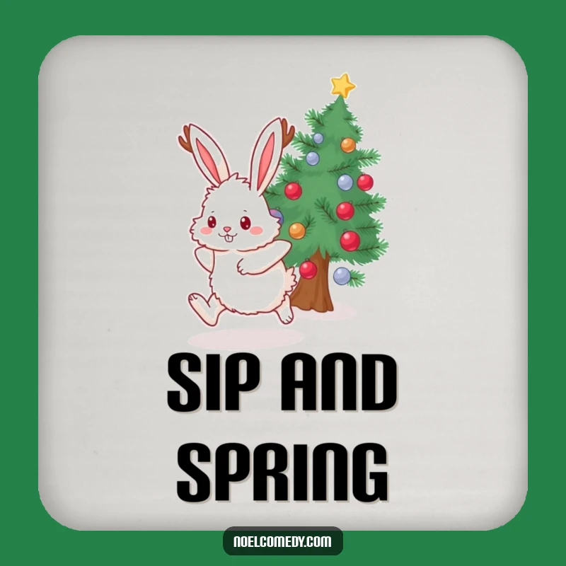 Funny Bunny Antlers Coaster: Festive Holiday Humor for Your Table