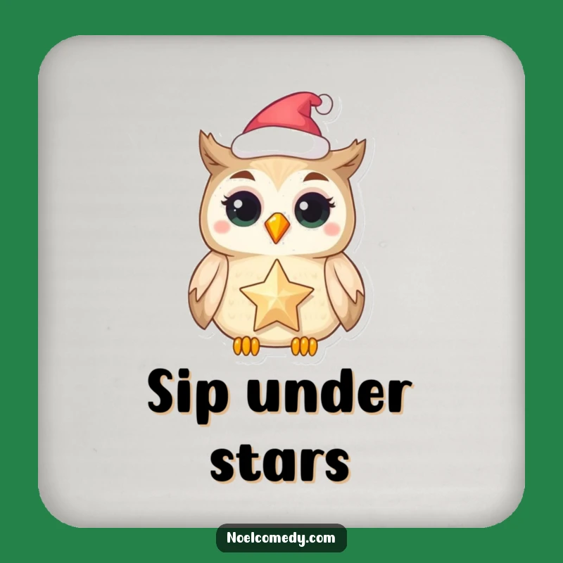 Funny Owl Star Coaster Set: Festive Table Protection, Magical Owl Decor Gift