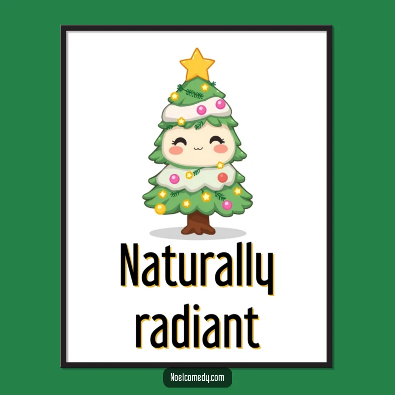 Funny Christmas Tree Poster: Twinkling Lights & Stars Wall Art, Festive Funny Gift