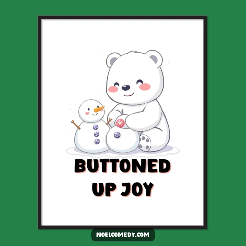 Funny Happy Polar Bear Poster - Winter Wall Art for Arctic Enthusiasts
