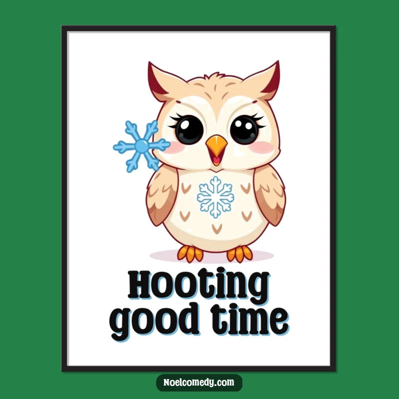 Funny Owl Snowflake Poster: Hooting Bird Art, Perfect Winter Wall Decor