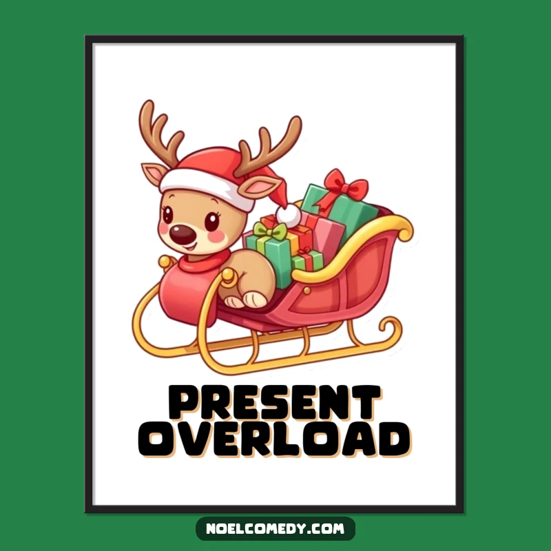 Funny Small Reindeer Poster - Festive Wall Art for Holiday Cheer