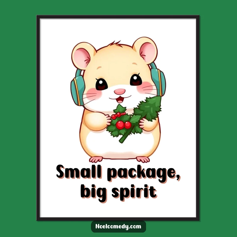 Funny Hamster Winter Poster - Adorable Wall Art for Small Pet Lovers