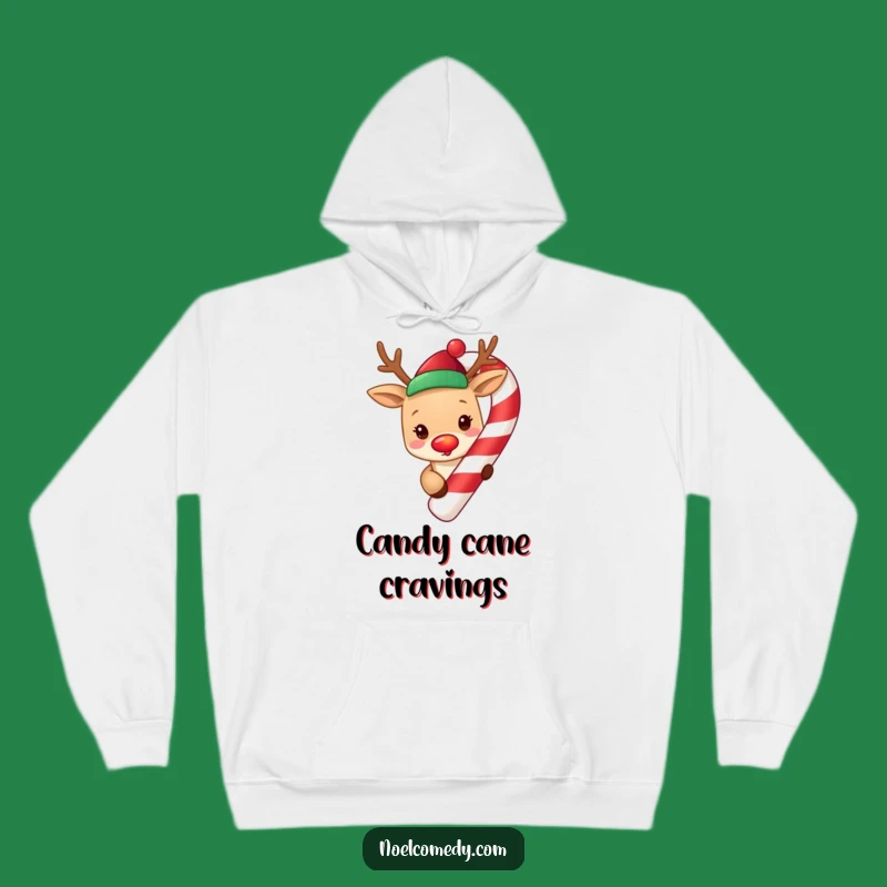 Cozy Funny Reindeer Candy Cane Hoodie: Warm & Festive, Perfect Christmas Gift