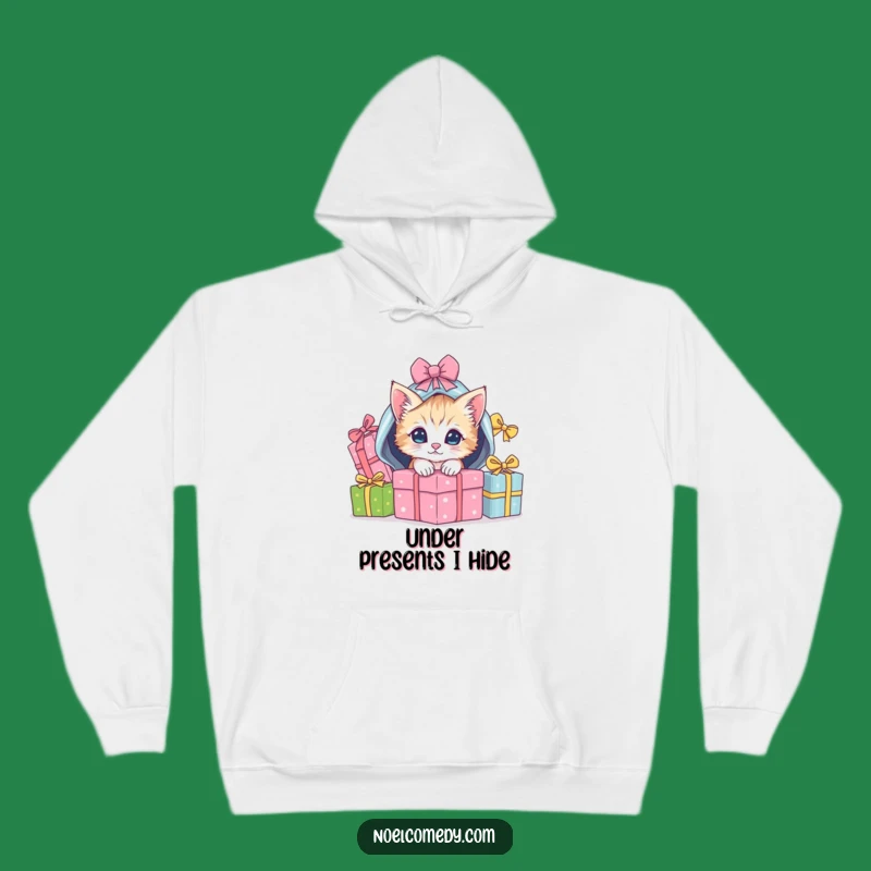 Funny Kitten Christmas Hoodie: Cozy Playful Gift Pile Comfort