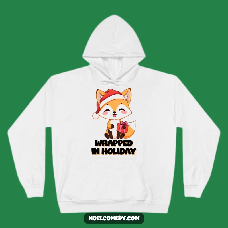 Funny Santa Fox Present Hoodie: Cozy Up with Festive Fox Fun