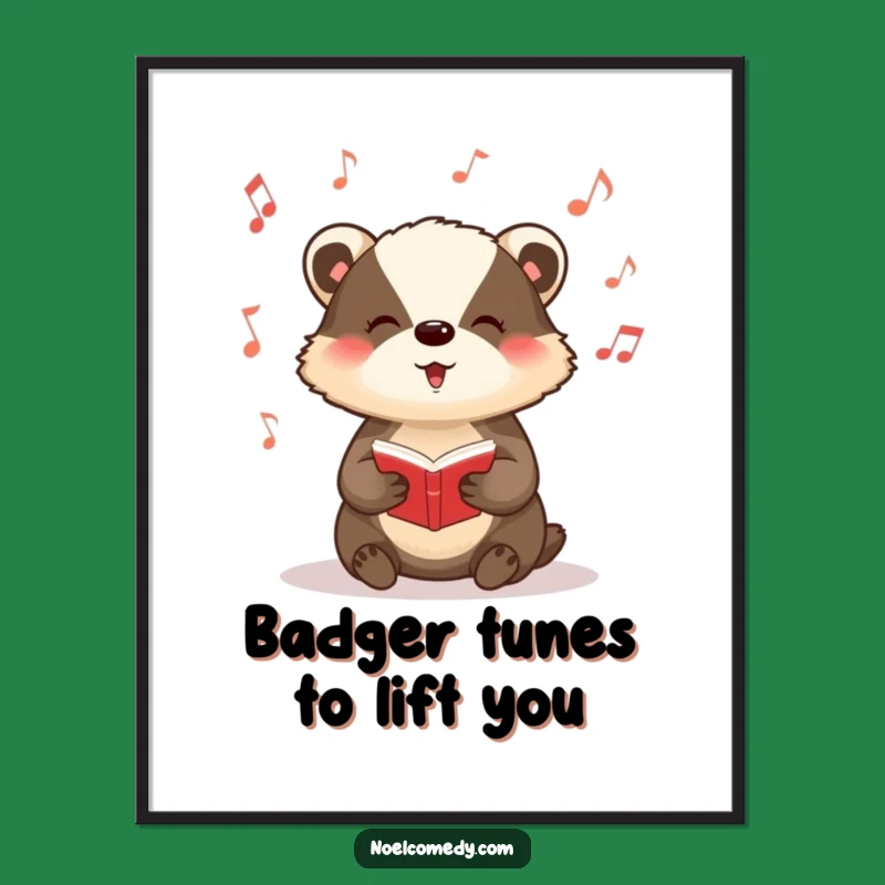 Funny Free Printable Wall Art: Singing Badger Downloadable Decor