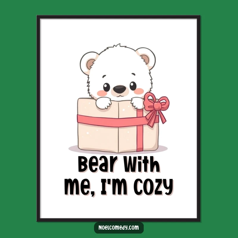 Funny Free Printable Wall Art: Curious Cub Peeking from Gift!