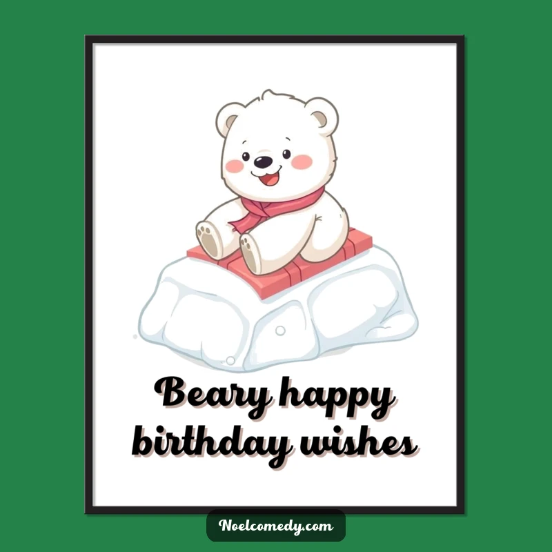 Free Printable Polar Bear Cub Wall Art - Funny Winter Downloadable Decor