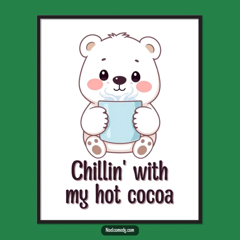 Free Printable Polar Bear Art: Funny Steaming Mug Downloadable Decor