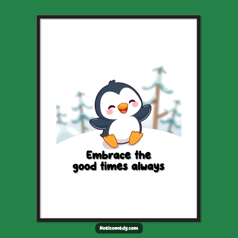 Funny Free Printable Wall Art: Giggling Penguin, Unique Downloadable Home Decor