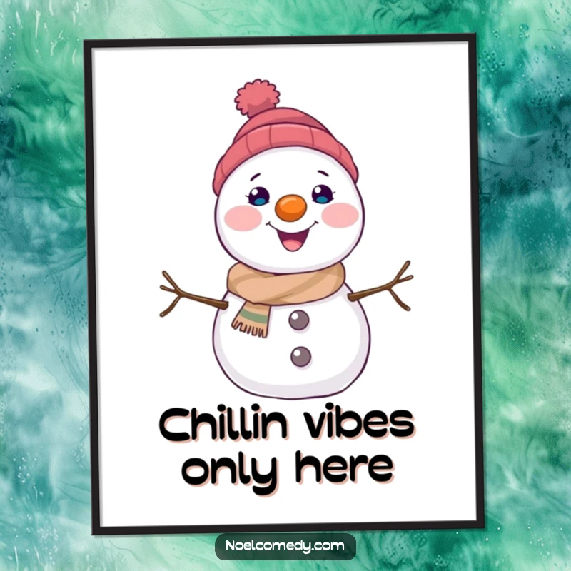 Funny Free Printable Wall Art: A joyful snowman character with a carrot nose, bringing wintery cheer to your DIY decor.