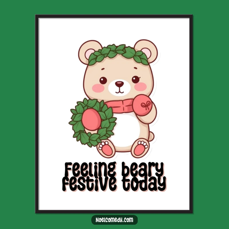 Free Printable Wall Art: Cheerful Bear Wreath Design, Charming Downloadable Decor for Nature Lovers