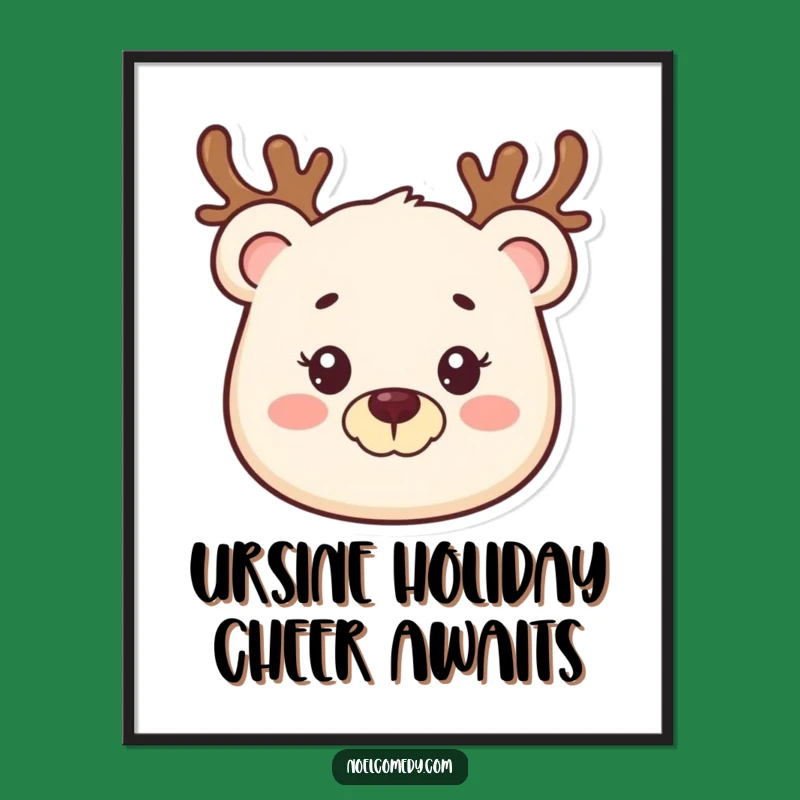 Funny Free Printable Bear Wall Art: Festive Antler Bear Art for a Cozy Space!