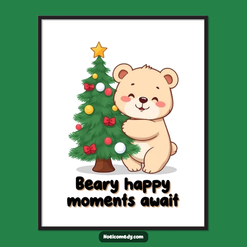 Funny Free Printable Wall Art: Bear Cub Hugging Tree - Hilarious Downloadable Decor