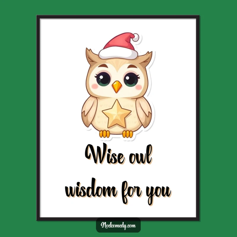 Funny Free Printable Wall Art: Festive Owl Star Downloadable Decor