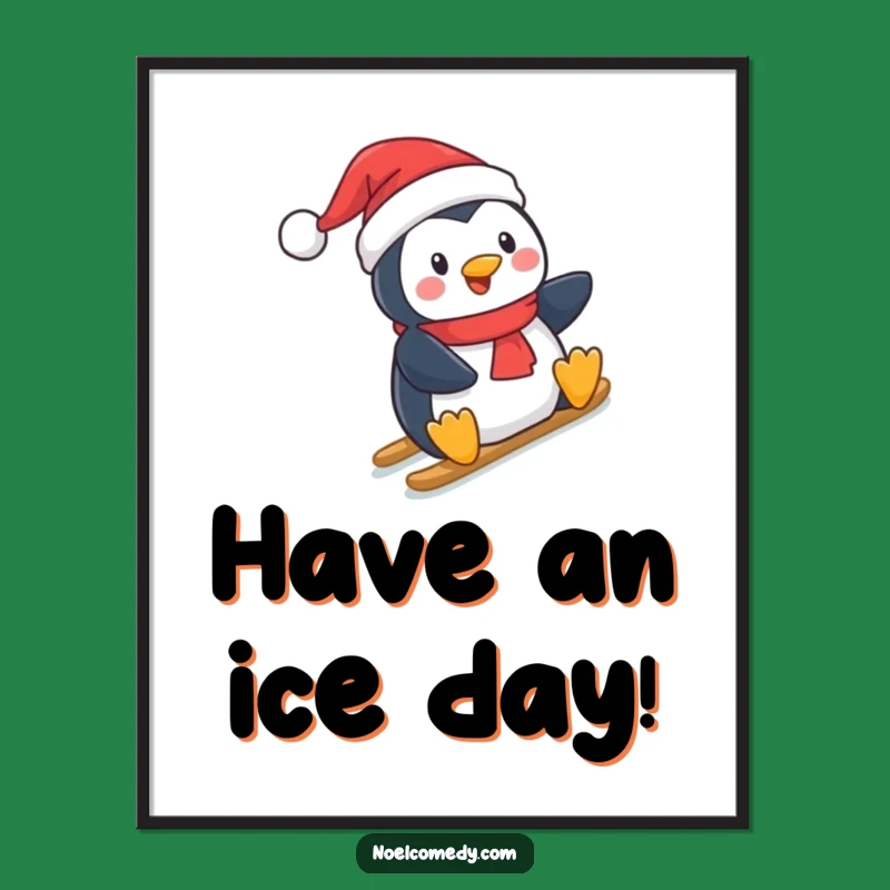 Funny Free Printable Wall Art: Jolly Penguin's Winter Slide Adventure!