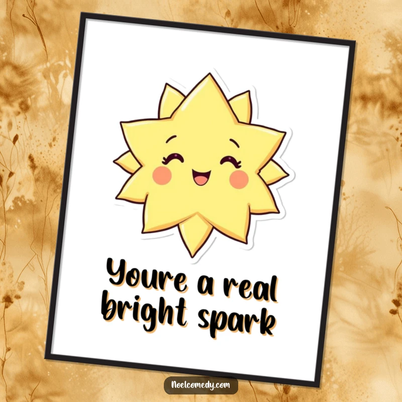 Radiant Free Printable Wall Art: A cheerful, glowing star character with an infectious joyful expression.
