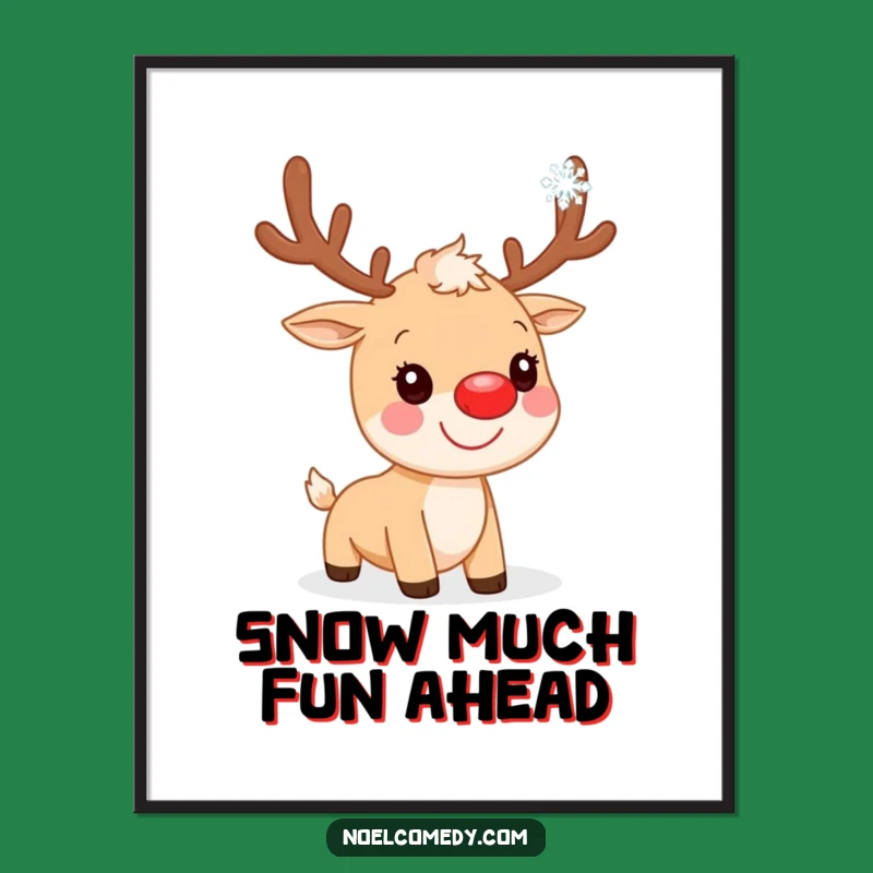 Funny Free Printable Wall Art: Reindeer Catching a Snowflake!