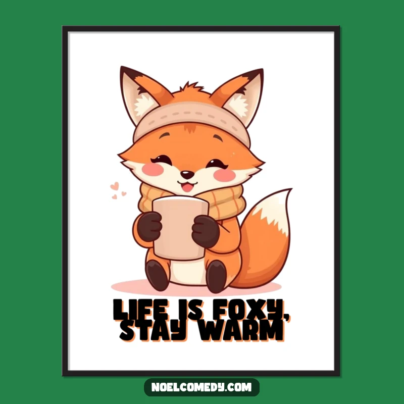 Funny Free Printable Wall Art: Cozy Fox with a Steaming Mug!