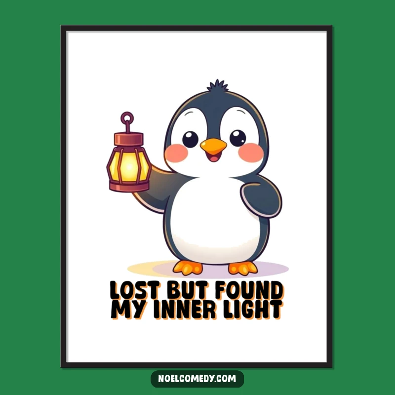 Funny Free Printable Wall Art: Surprised Penguin Lantern Downloadable Decor