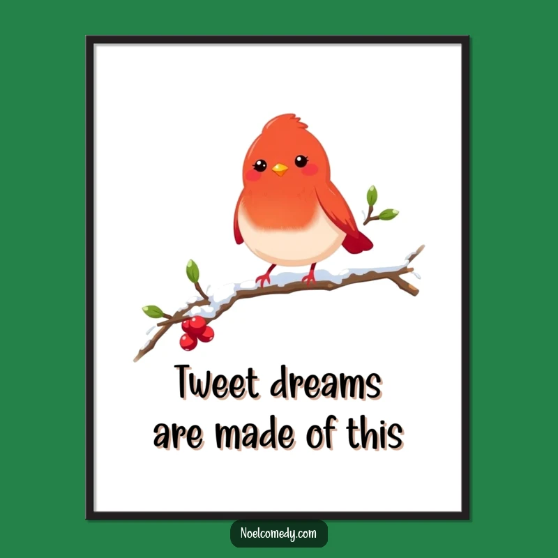 Free Printable Wall Art: Cheerful Robin on Snowy Branch for Cozy Decor