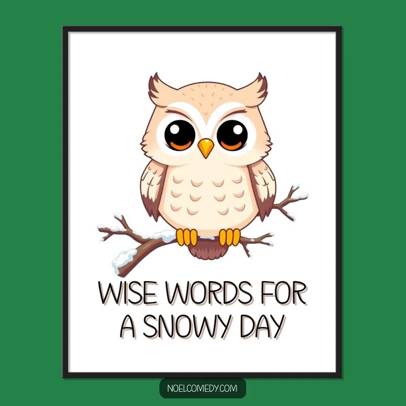Free Printable Wall Art: Happy Owl Design, Enigmatic Downloadable Decor for Snowy Charm