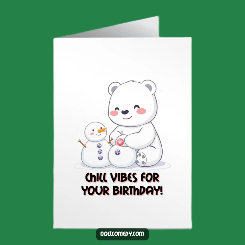 Free Printable Birthday Card: Polar Bear's Snowman Buddy - Winter Fun Gift