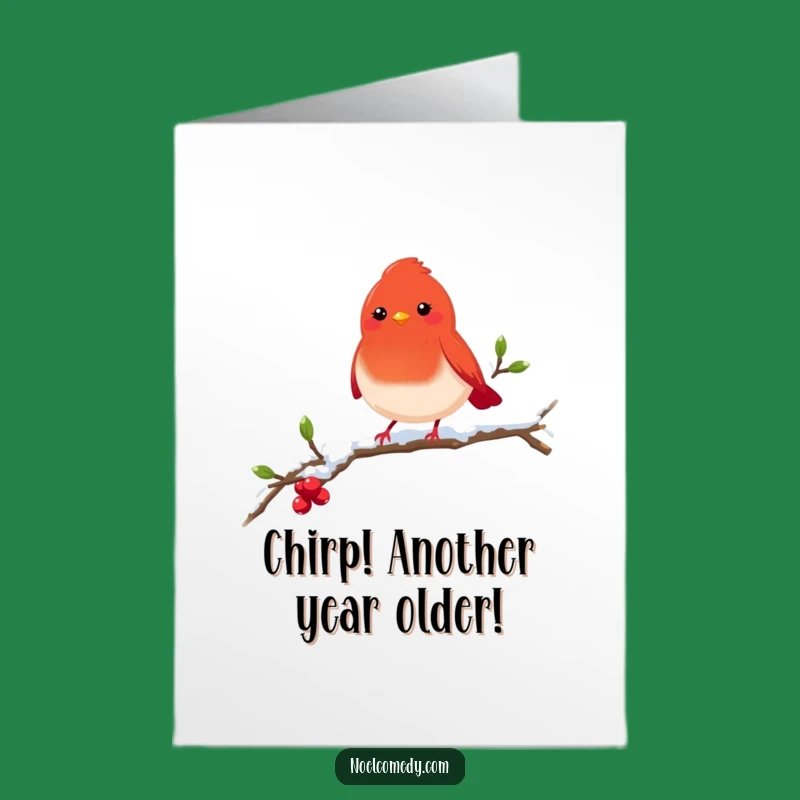 Free Printable Birthday Card: Cheerful Robin Wishes for a Snowy Day Celebration