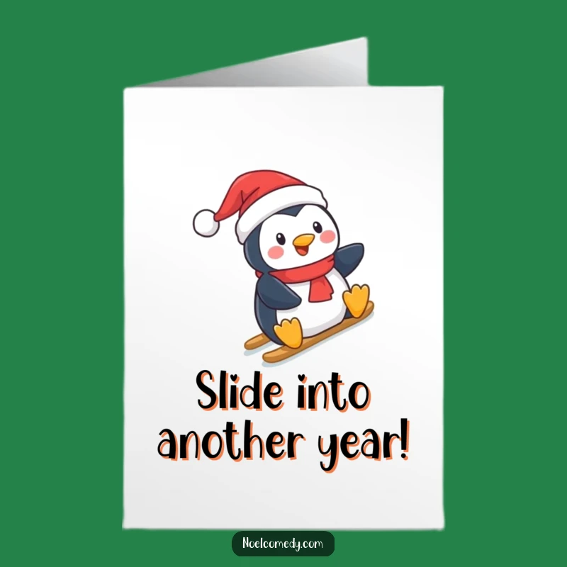 Free Printable Birthday Card: Jolly Penguin Sliding into Celebration!
