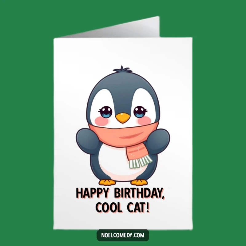 Free Printable Birthday Card: Cozy Penguin - Downloadable Cute Gift