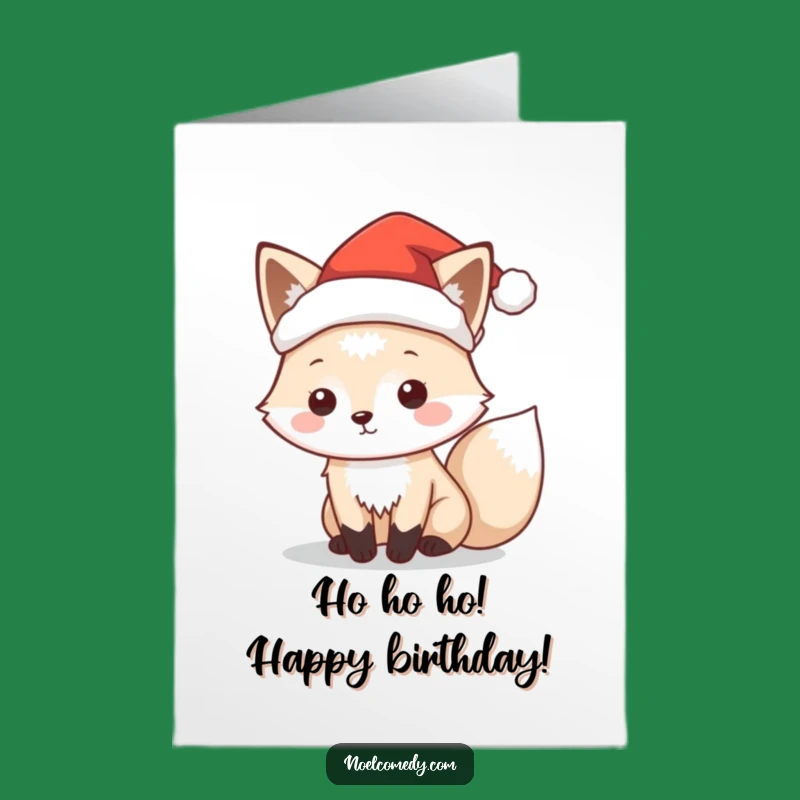 Free Printable Fox Birthday Card: Funny Santa Hat Downloadable Gift