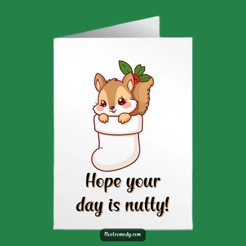 Free Printable Birthday Card: Funny Squirrel in Stocking - Hilarious Downloadable Gift