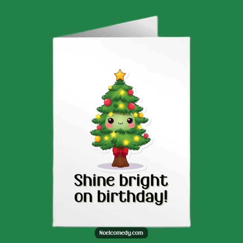 Free Printable Birthday Card: Festive Tree, Humorous Holiday Birthday Downloadable
