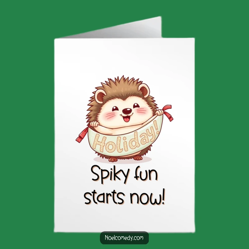 Free Printable Birthday Card: Hedgehog Holiday Cheer, Funny Downloadable Gift for Festive Birthdays