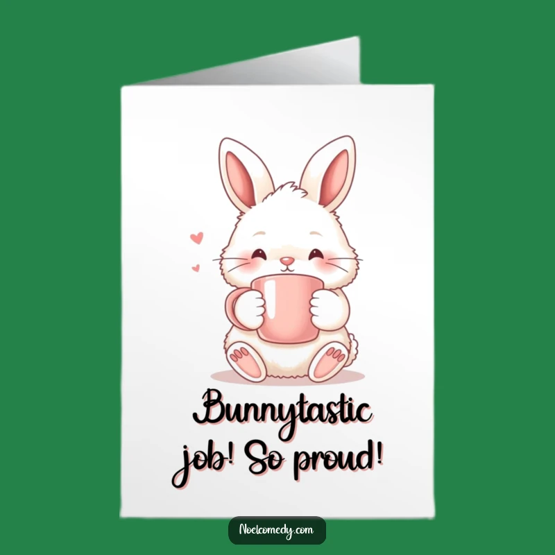 Free Printable Congrats Card: Bunny with Mug, Funny Downloadable Gift