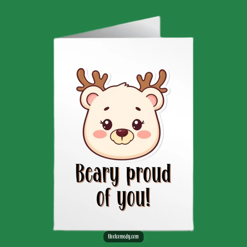 Free Printable Bear Congratulations Card: Antlered Bear for Your Big Success!