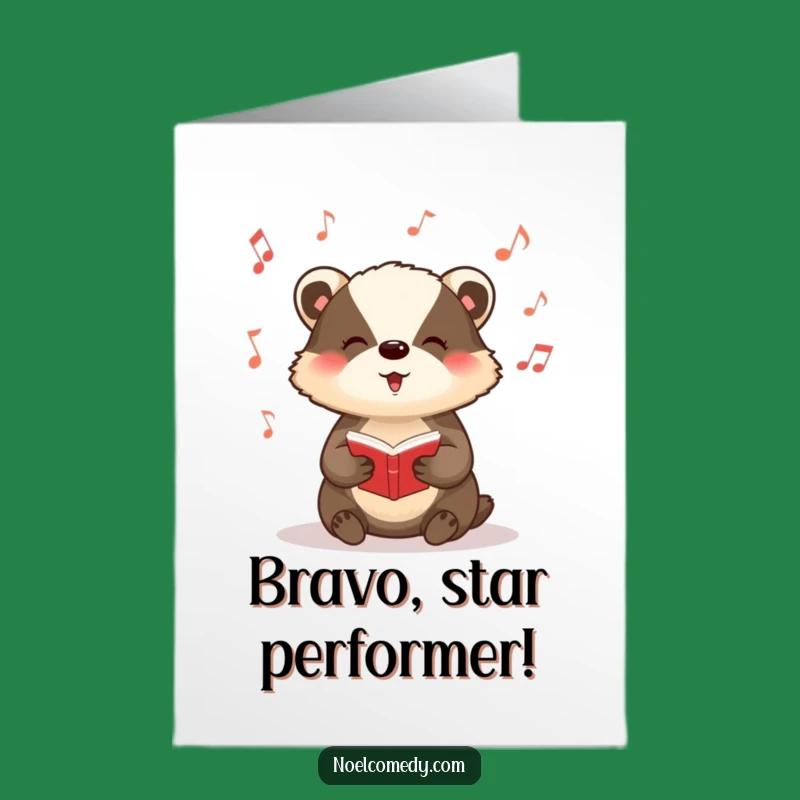 Free Printable Congrats Card: Badger Caroler Funny Downloadable