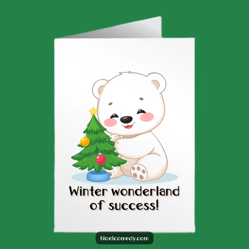 Free Printable Congrats Card: Polar Bear Decorating Tree Funny Downloadable Gift